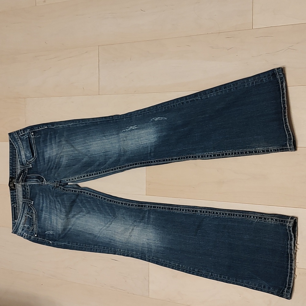 Light Distress Bootcut Jeans